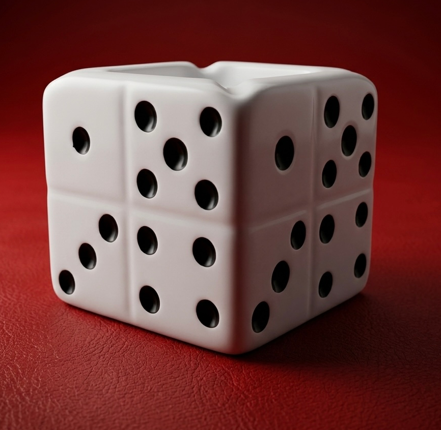 Shop our handcrafted porcelain dice ashtray. A unique minimalist piece for modern interiors. High-quality white ceramic, 100% handmade. Free shipping available.